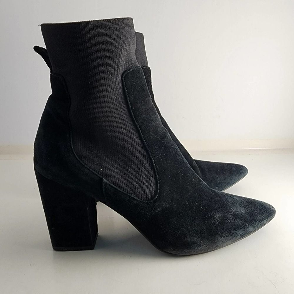 Steve Madden black suede ankle boots heeled Witchy